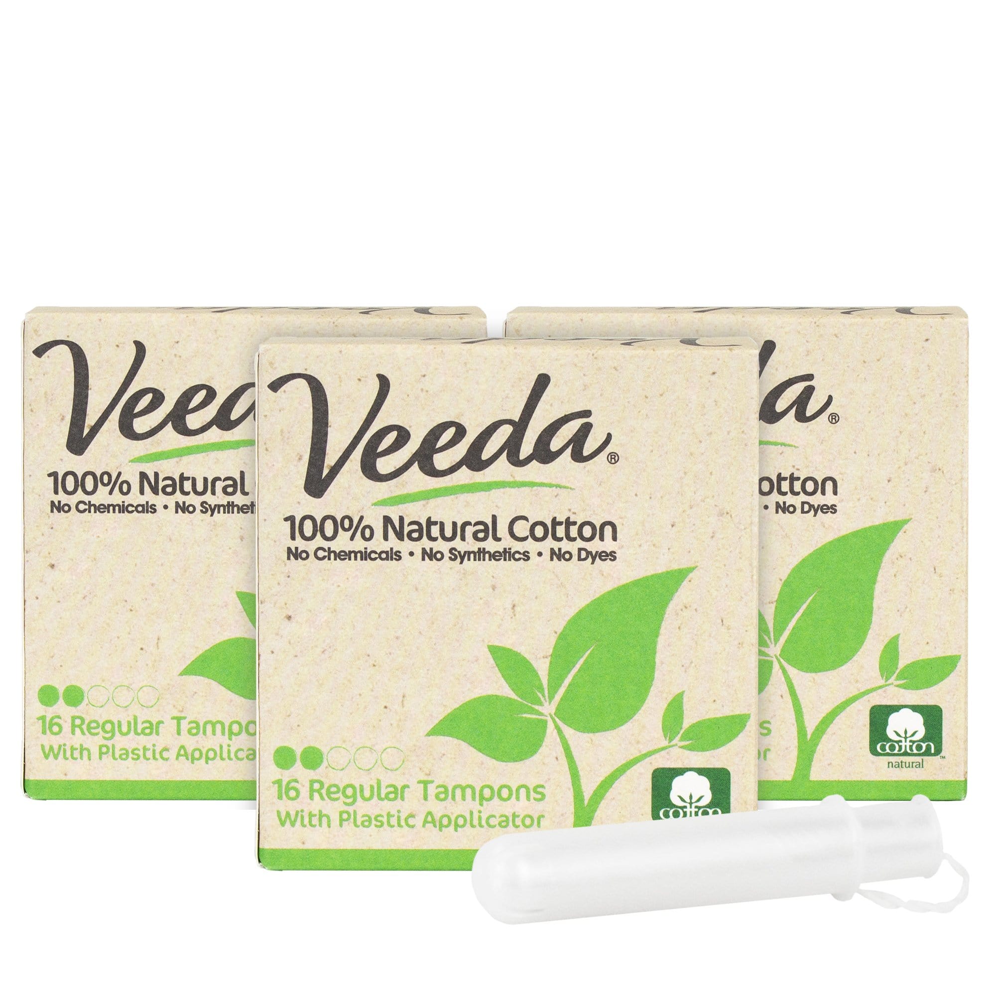 Veeda 100% Natural Cotton Super Tampons 12 Packs x 16 Tampons