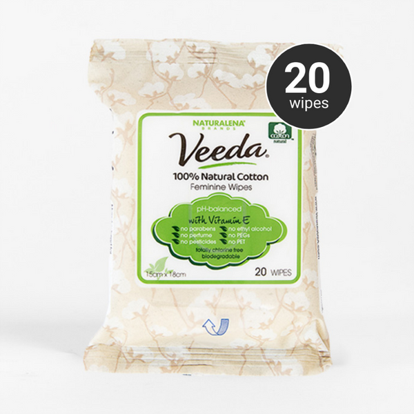 Veeda 100% Natural Cotton PH Balanced Hypoallergenic Feminine