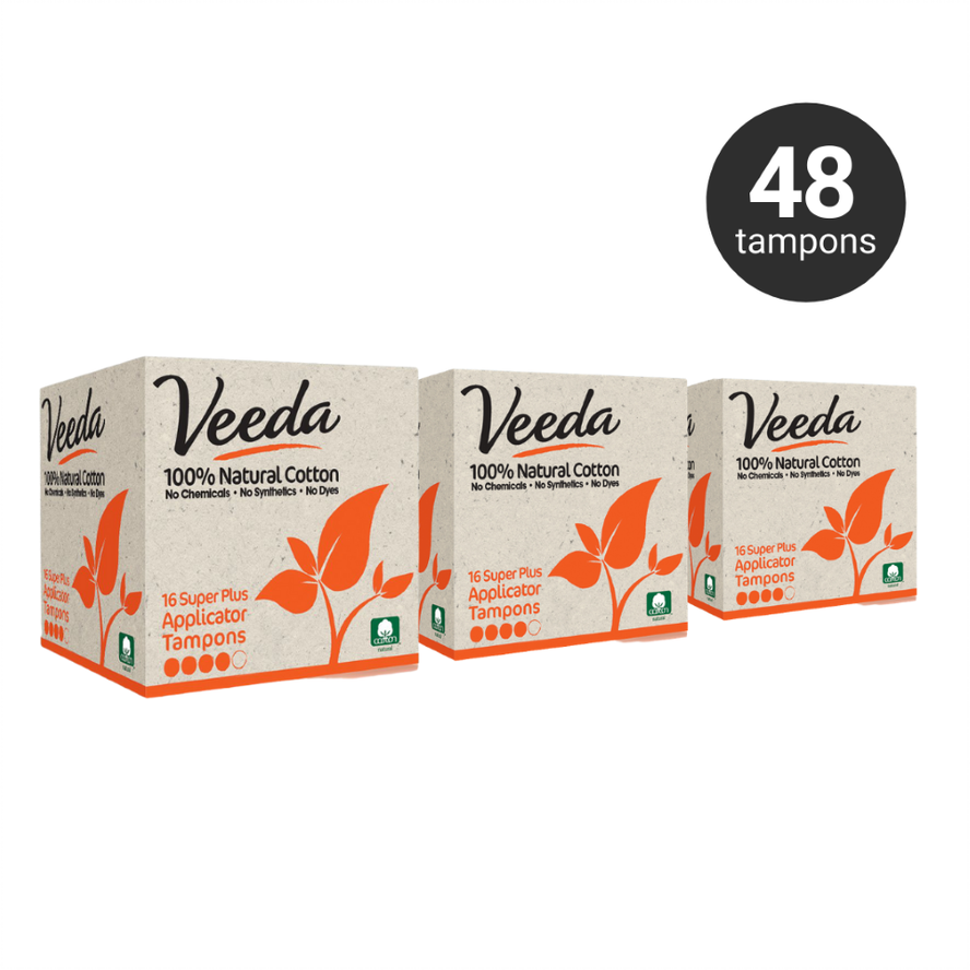 Veeda Natural Cotton Liners, Non-GMO, Hypoallergenic, Folded, 3 Boxes, 40  Count Each