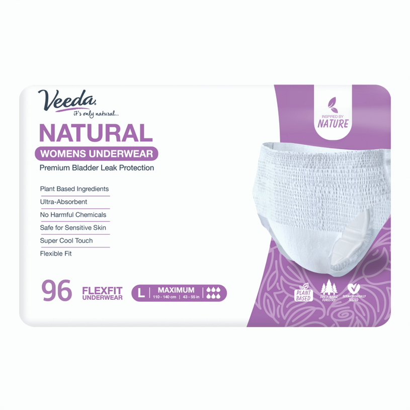 Veeda Natural Premium Incontinence Underwear for Women, for