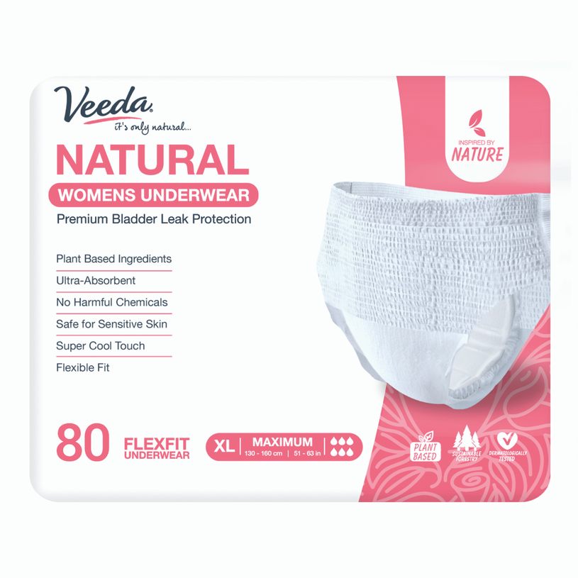 Veeda Men's Natural Incontinence Underwear, Maximum Absorbency